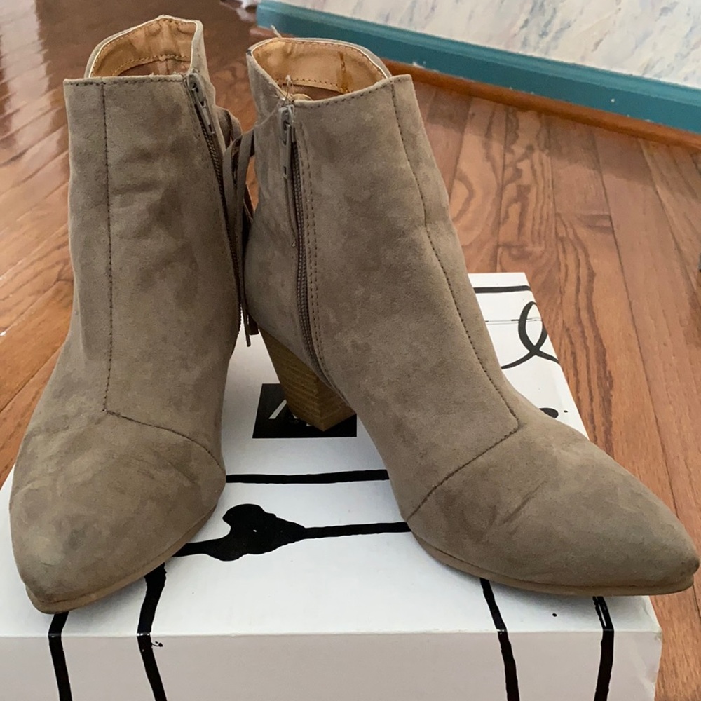 Faux suede tan booties